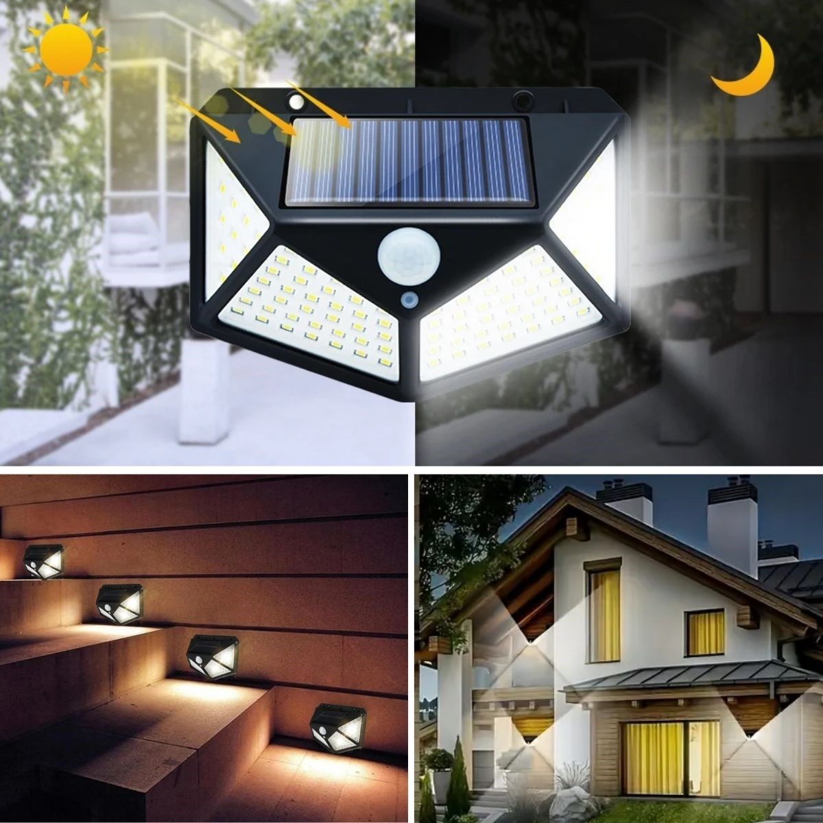 100 Ledli 3 Farklı Aydınlatma Ayarlı Solar Güneş Enerjili Hareket Sensörlü Bahçe Duvar Lambası (4707) 100 Ledli 3 Farklı Aydınlatma Ayarlı Solar Güneş Enerjili Hareket Sensörlü Bahçe Duvar Lambası (4707)