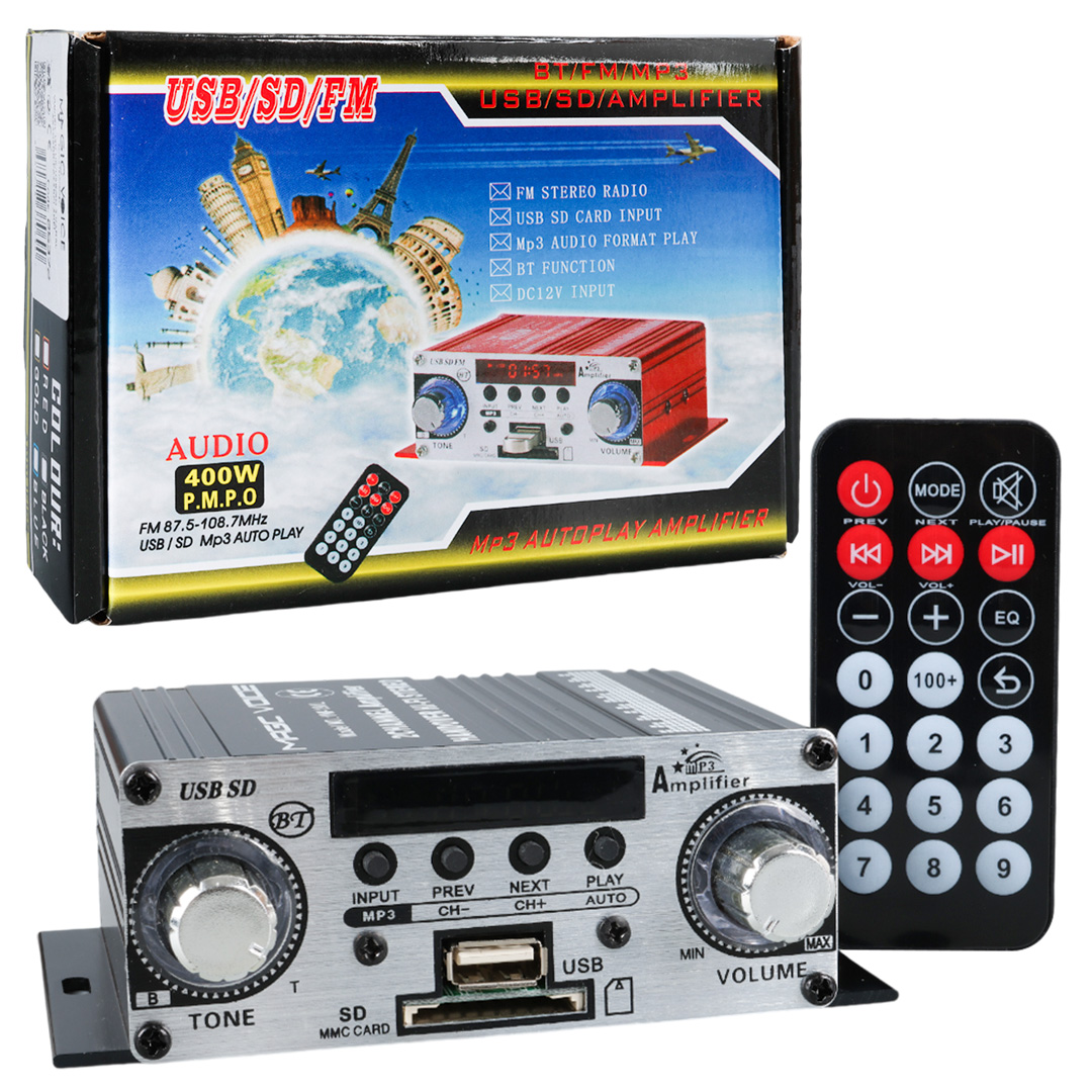 12 VOLT 100 WATT MOTOSİKLET BLUETOOTH AMFİ USB/SD 2 KANAL PAZARCI - ANFİ (125X95X40MM) (4707) 12 VOLT 100 WATT MOTOSİKLET BLUETOOTH AMFİ USB/SD 2 KANAL PAZARCI - ANFİ (125X95X40MM) (4707)