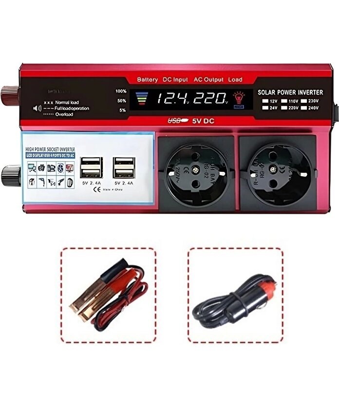 12v 2000w Modifiye Sinüs İnverter Araç Ve Güneş Enerjisi Uyumlu, Çift Usb, Çift Priz Ve Çakmaklık Epilons (4707) 12v 2000w Modifiye Sinüs İnverter Araç Ve Güneş Enerjisi Uyumlu, Çift Usb, Çift Priz Ve Çakmaklık Epilons (4707)