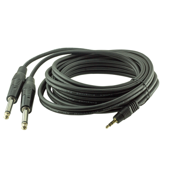 3.5 MM STEREO ERKEK / 2 X 6.3 MM MONO GİTAR ERKEK KABLO 3 METRE (4707) 3.5 MM STEREO ERKEK / 2 X 6.3 MM MONO GİTAR ERKEK KABLO 3 METRE (4707)