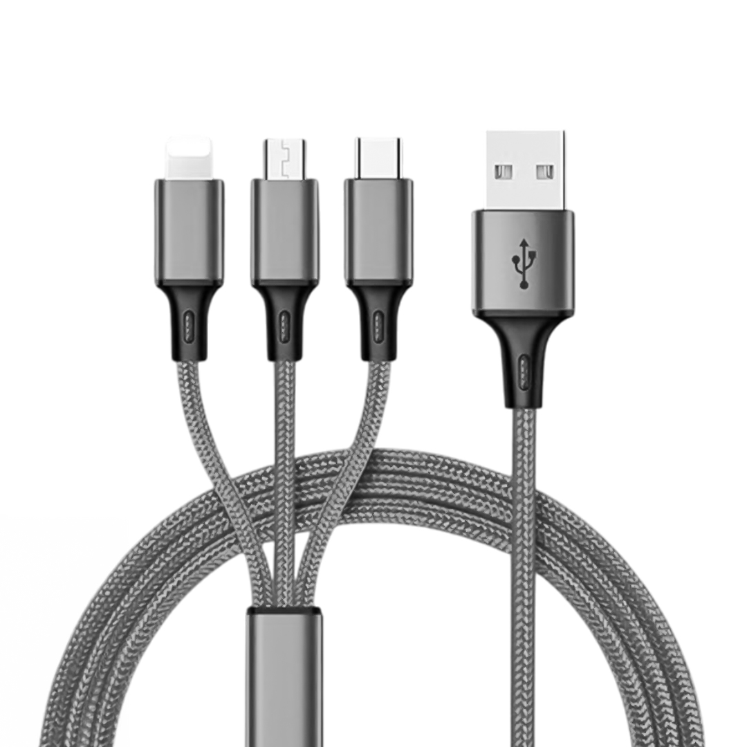 3IN1 GÜMÜŞ 1.2 METRE (MICRO USB - LIGHTNING - TYPE C) TELEFON ŞARJ KABLOSU (4707) 3IN1 GÜMÜŞ 1.2 METRE (MICRO USB - LIGHTNING - TYPE C) TELEFON ŞARJ KABLOSU (4707)