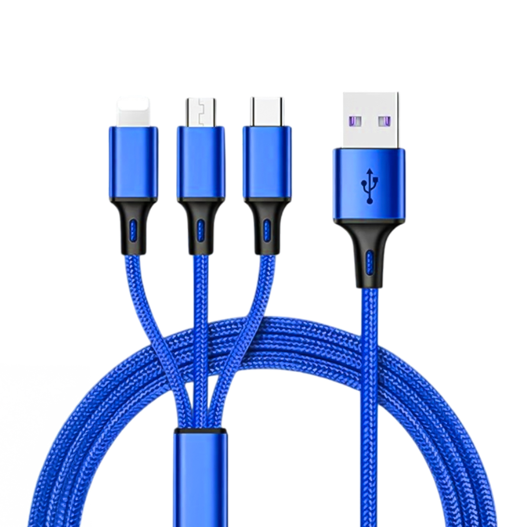 3IN1 MAVİ 1.2 METRE (MICRO USB - LIGHTNING - TYPE C) TELEFON ŞARJ KABLOSU (4707) 3IN1 MAVİ 1.2 METRE (MICRO USB - LIGHTNING - TYPE C) TELEFON ŞARJ KABLOSU (4707)