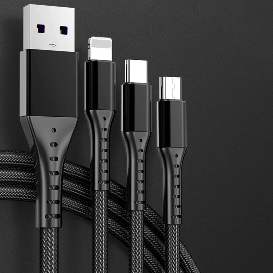 3IN1 SİYAH 1.2 METRE (MICRO USB - LIGHTNING - TYPE C) TELEFON ŞARJ KABLOSU (4707) 3IN1 SİYAH 1.2 METRE (MICRO USB - LIGHTNING - TYPE C) TELEFON ŞARJ KABLOSU (4707)
