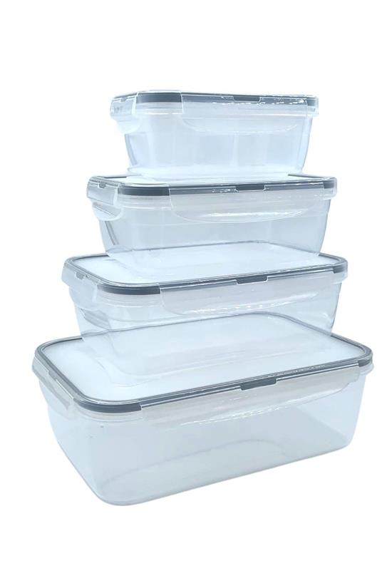 4'lü İç İçe Sızdırmaz Contalı Kilitli Kapaklı Plastik Erzak Saklama Kapları LC315 (4707) 4'lü İç İçe Sızdırmaz Contalı Kilitli Kapaklı Plastik Erzak Saklama Kapları LC315 (4707)