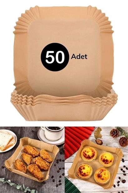 Petİnka® Air Fryer Pişirme Kağıdı Hava Fritöz Yağ Geçirmez Yapışmaz Kare Tabak Model 50 Adet Petİnka® Air Fryer Pişirme Kağıdı Hava Fritöz Yağ Geçirmez Yapışmaz Kare Tabak Model 50 Adet