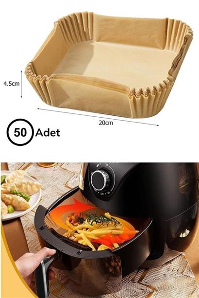 Petİnka® Air Fryer Pişirme Kağıdı Hava Fritöz Yağ Geçirmez Yapışmaz Kare Tabak Model 50 Adet Petİnka® Air Fryer Pişirme Kağıdı Hava Fritöz Yağ Geçirmez Yapışmaz Kare Tabak Model 50 Adet