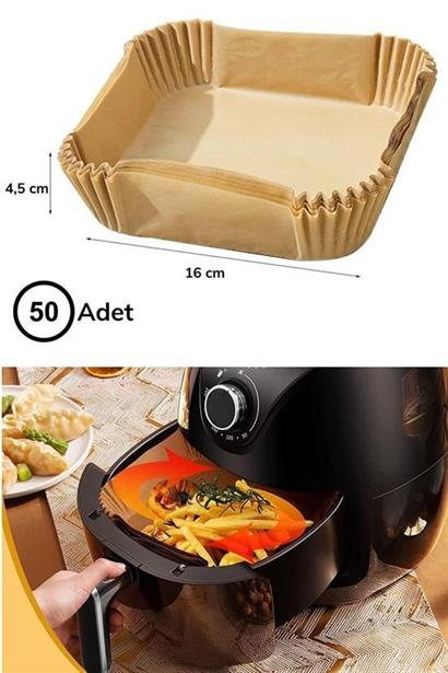 Petİnka® Air Fryer Pişirme Kağıdı Hava Fritöz Yağ Geçirmez Yapışmaz Kare Tabak Model 50 Adet Petİnka® Air Fryer Pişirme Kağıdı Hava Fritöz Yağ Geçirmez Yapışmaz Kare Tabak Model 50 Adet