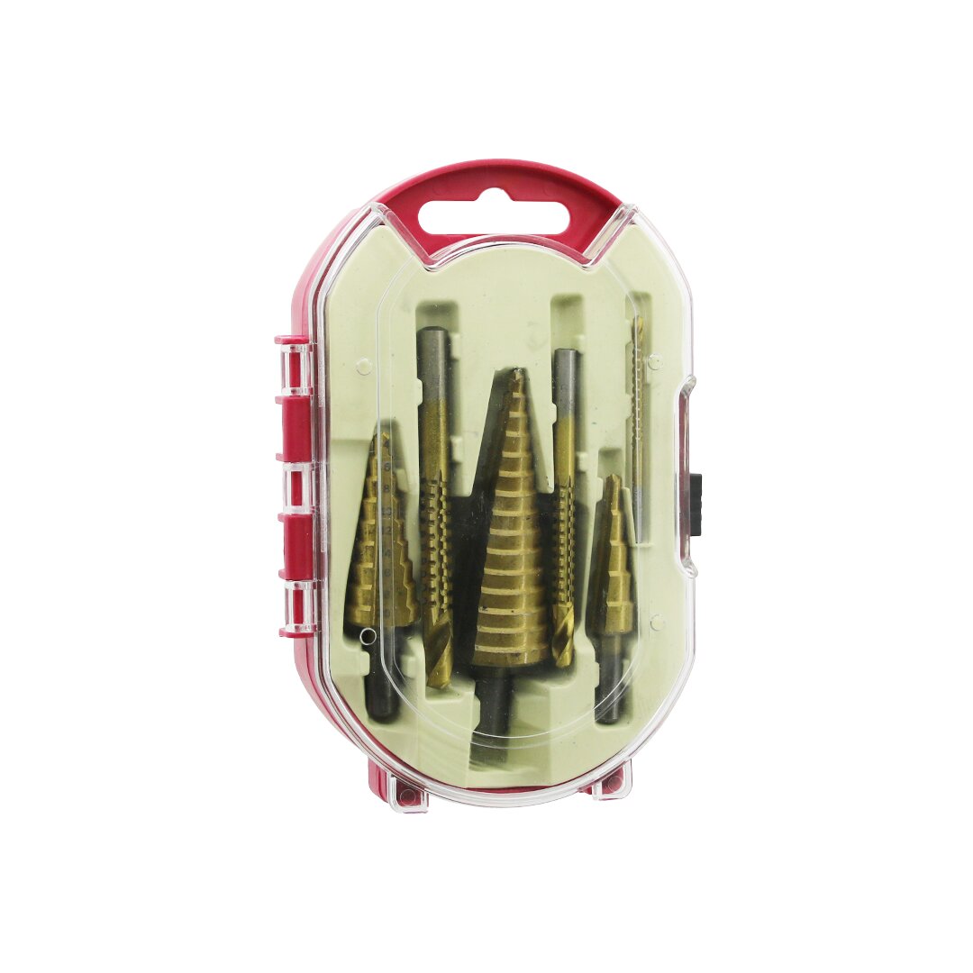 6PCS KADEMELİ MATKAP UCU SETİ HSS ADIM - DÜZ OLUK - KONİK DELİCİ KIRMIZI PLS.AYAKLI KUTU - ŞEFFAF KAPAK (4707) 6PCS KADEMELİ MATKAP UCU SETİ HSS ADIM - DÜZ OLUK - KONİK DELİCİ KIRMIZI PLS.AYAKLI KUTU - ŞEFFAF KAPAK (4707)