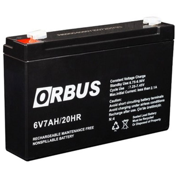 AKÜ 6 VOLT 7 AMPER ORBUS (150 X 30 X 94 MM) (4707) AKÜ 6 VOLT 7 AMPER ORBUS (150 X 30 X 94 MM) (4707)