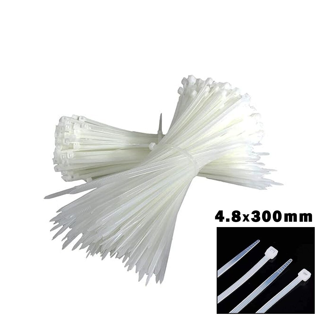 BEYAZ 4.8X300MM PLASTİK CIRT KELEPÇE 100PCS (4707) BEYAZ 4.8X300MM PLASTİK CIRT KELEPÇE 100PCS (4707)