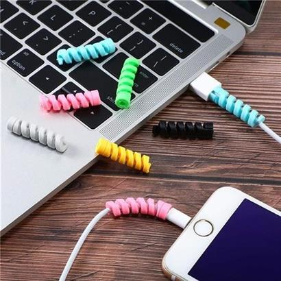BUFFER® 4lü Apple, Android Şaj Kablosu Koruyucu Silikon Spiral Yay Aparat BUFFER® 4lü Apple, Android Şaj Kablosu Koruyucu Silikon Spiral Yay Aparat