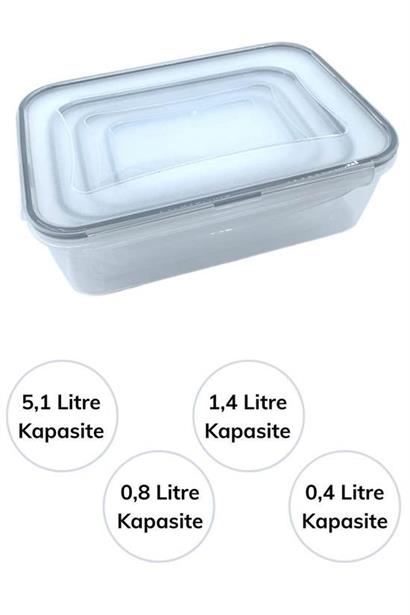 BUFFER® 4lü İç İçe Sızdırmaz Contalı Kilitli Kapaklı Plastik Erzak Saklama Kapları LC315 BUFFER® 4lü İç İçe Sızdırmaz Contalı Kilitli Kapaklı Plastik Erzak Saklama Kapları LC315