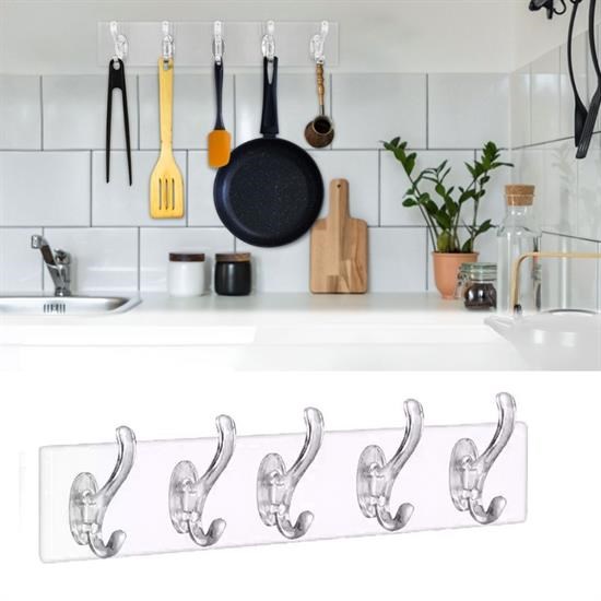 BUFFER® 5`li Güçlü Yapışkanlı Şeffaf Duvar Askısı Banyo Mutfak Düzenleyici Pratik Askılık BUFFER® 5`li Güçlü Yapışkanlı Şeffaf Duvar Askısı Banyo Mutfak Düzenleyici Pratik Askılık
