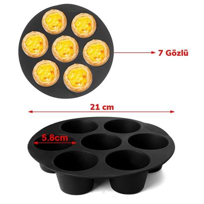 Petinka Silikon Çok Amaçlı Airfryer Muffin Cupcake Kek ve Çörek 7 Gözlü Pişirme Kalıbı Petinka Silikon Çok Amaçlı Airfryer Muffin Cupcake Kek ve Çörek 7 Gözlü Pişirme Kalıbı