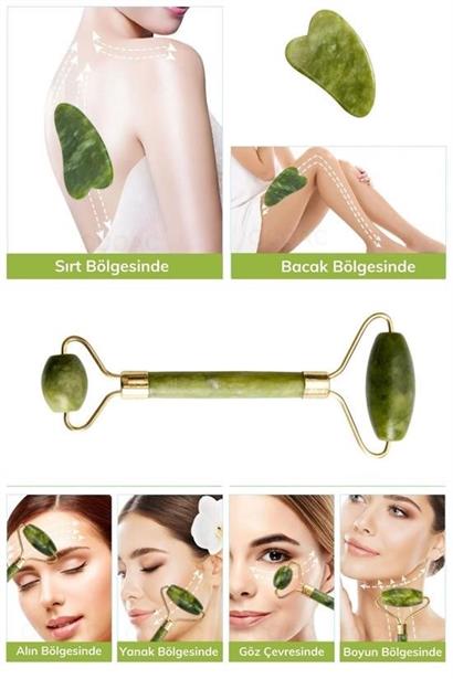 Petinka Cilt Yüz Masaj Aleti Jade Roller Yeşim Çift Taraflı İkili Taşı Seti Petinka Cilt Yüz Masaj Aleti Jade Roller Yeşim Çift Taraflı İkili Taşı Seti