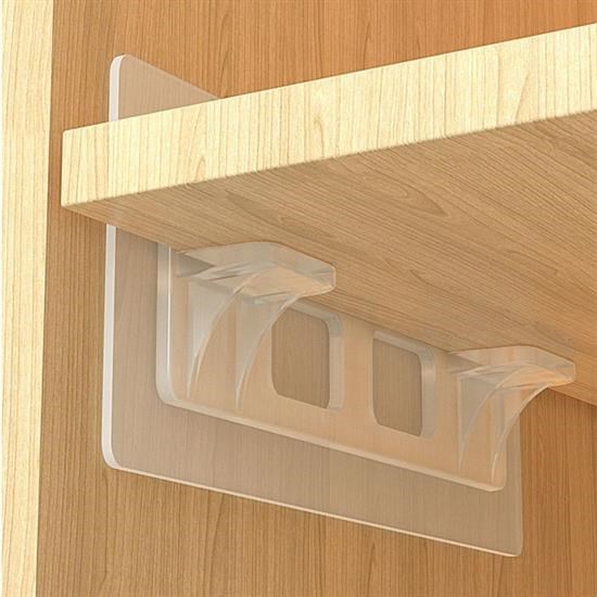 BUFFER® Dolap İçi Raflar İçin 4`lü Plastik Güçlü Yapışkanlı Raf Destek Aparatı BUFFER® Dolap İçi Raflar İçin 4`lü Plastik Güçlü Yapışkanlı Raf Destek Aparatı