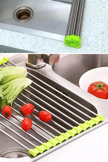 BUFFER® Evye Üstü Katlanır Nihale Paslanmaz Çelik Pratik Sebze Meyve Bulaşık Kurutma Süzgeci BUFFER® Evye Üstü Katlanır Nihale Paslanmaz Çelik Pratik Sebze Meyve Bulaşık Kurutma Süzgeci