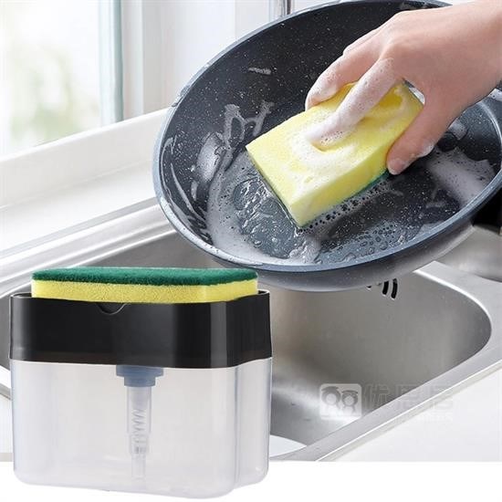 BUFFER® İkisi Bir Arada Basmalı Pratik Sıvı Sabunluk Pompası ve Bulaşık Yıkama Süngeri Haznesi BUFFER® İkisi Bir Arada Basmalı Pratik Sıvı Sabunluk Pompası ve Bulaşık Yıkama Süngeri Haznesi