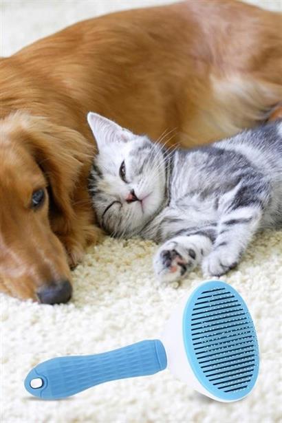 Petinka Kedi Köpek Tüy Toplayıcı Kendini Temizleyebilen Ergonomik Saplı Mavi Evcil Hayvan Tarağı Petinka Kedi Köpek Tüy Toplayıcı Kendini Temizleyebilen Ergonomik Saplı Mavi Evcil Hayvan Tarağı