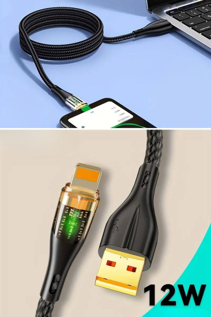 Led Işık Uçlu Sağlam İp Kablolu USB to Lightning Hızlı Şarj Kablosu Led Işık Uçlu Sağlam İp Kablolu USB to Lightning Hızlı Şarj Kablosu