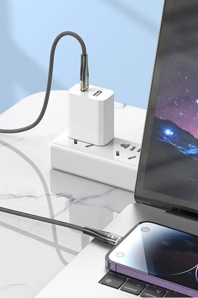 Led Işık Uçlu Sağlam İp Kablolu USB to Lightning Hızlı Şarj Kablosu Led Işık Uçlu Sağlam İp Kablolu USB to Lightning Hızlı Şarj Kablosu