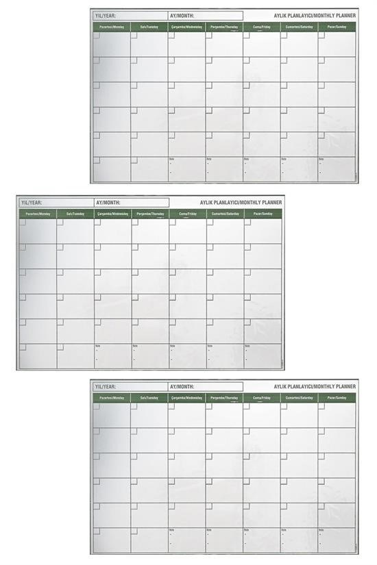BUFFER® Manyetik Yapışkanlı Bir Aylık Program Planlayıcı Takvim 85x56 cm BUFFER® Manyetik Yapışkanlı Bir Aylık Program Planlayıcı Takvim 85x56 cm