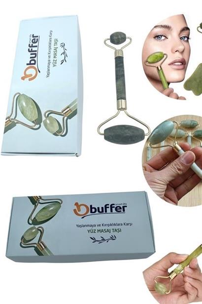 BUFFER® Özel Süngerli Kutusunda Kırılmaz Çift Taraflı 2li Cilt Yüz Masaj Aleti Jade Roller Yeşim Taş BUFFER® Özel Süngerli Kutusunda Kırılmaz Çift Taraflı 2li Cilt Yüz Masaj Aleti Jade Roller Yeşim Taş