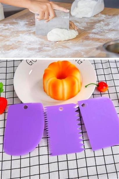 Petinka Kesici Kazıyıcı Dekoratör 3` lü Set Pasta Hamur Şekillendirici Spatular Petinka Kesici Kazıyıcı Dekoratör 3` lü Set Pasta Hamur Şekillendirici Spatular