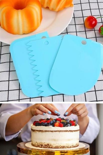 Petinka Kesici Kazıyıcı Dekoratör 3` lü Set Pasta Hamur Şekillendirici Spatular Petinka Kesici Kazıyıcı Dekoratör 3` lü Set Pasta Hamur Şekillendirici Spatular