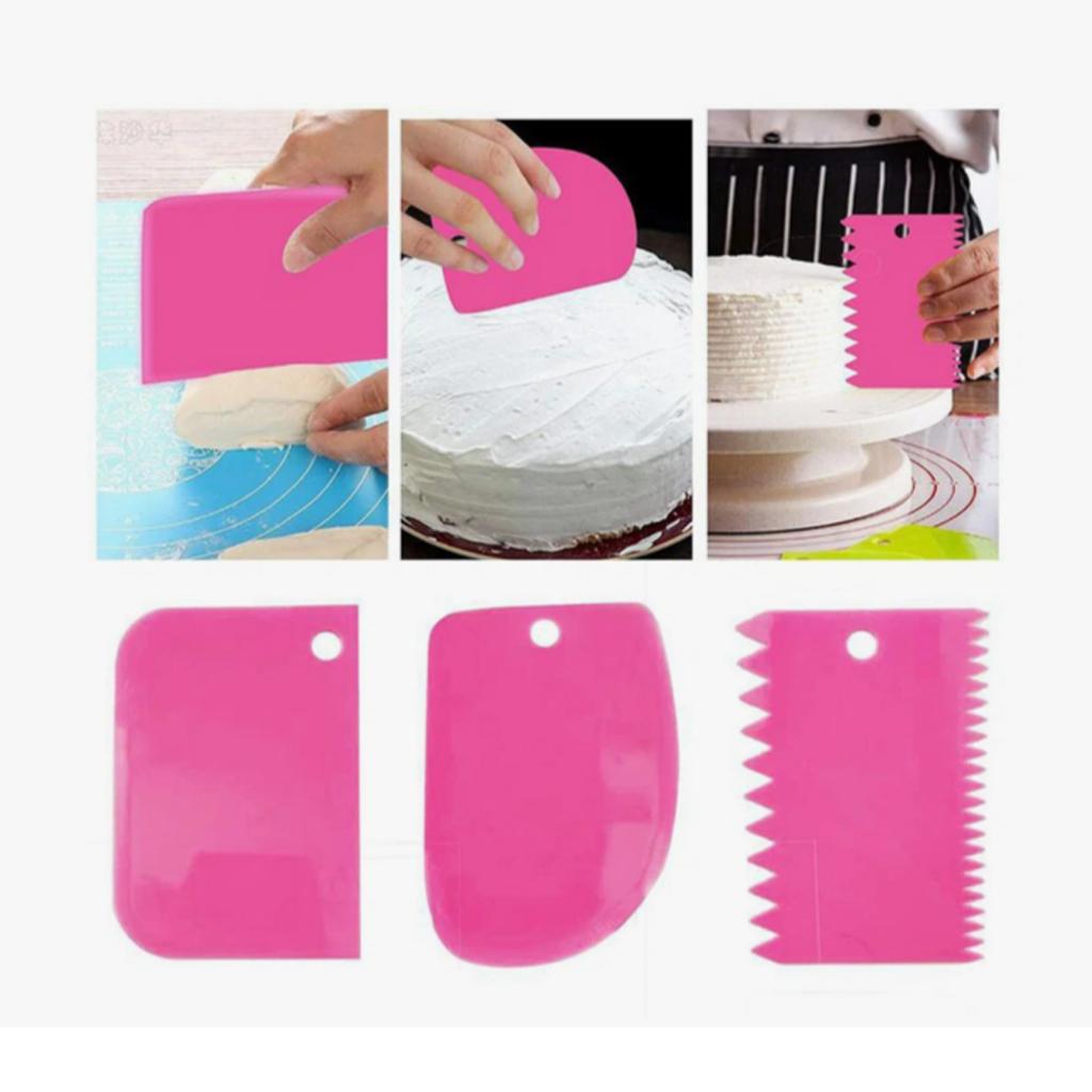 Petinka Kesici Kazıyıcı Dekoratör 3` lü Set Pasta Hamur Şekillendirici Spatular Petinka Kesici Kazıyıcı Dekoratör 3` lü Set Pasta Hamur Şekillendirici Spatular