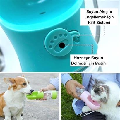 Petinka® Taşınabilir Mama Hazneli Evcil Hayvan Suluğu Seyahat Kabı Kilitlenebilen Su Sızdırmaz 380ML Petinka® Taşınabilir Mama Hazneli Evcil Hayvan Suluğu Seyahat Kabı Kilitlenebilen Su Sızdırmaz 380ML