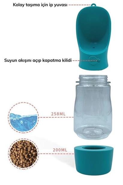 Petinka® Taşınabilir Mama Hazneli Evcil Hayvan Suluğu Seyahat Kabı Kilitlenebilen Su Sızdırmaz 380ML Petinka® Taşınabilir Mama Hazneli Evcil Hayvan Suluğu Seyahat Kabı Kilitlenebilen Su Sızdırmaz 380ML