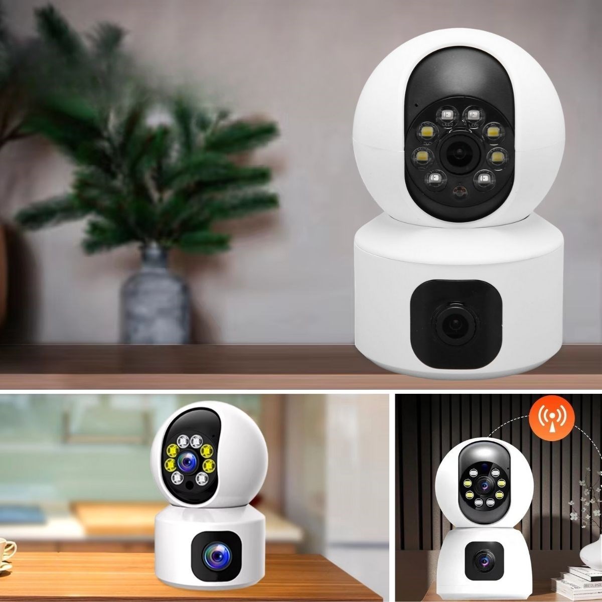 Çift Kameralı Wifi Bağlantılı Gece Görüşlü Ev Tipi Güvenlik Kamerası (4707) Çift Kameralı Wifi Bağlantılı Gece Görüşlü Ev Tipi Güvenlik Kamerası (4707)