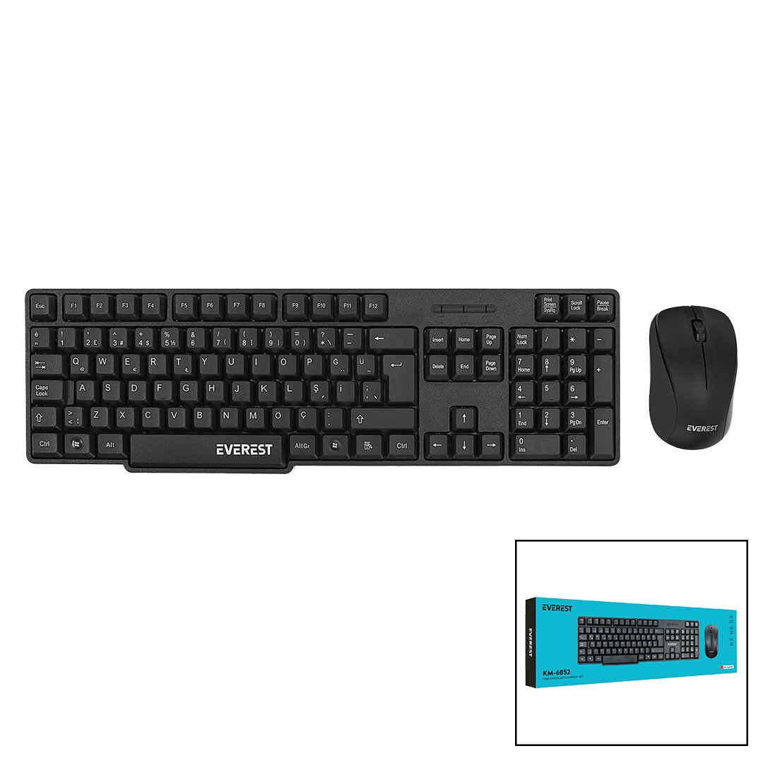 EVEREST KM-6852 KABLOSUZ İNCE KLAVYE - MOUSE SETİ Q KALVYE (4707) EVEREST KM-6852 KABLOSUZ İNCE KLAVYE - MOUSE SETİ Q KALVYE (4707)