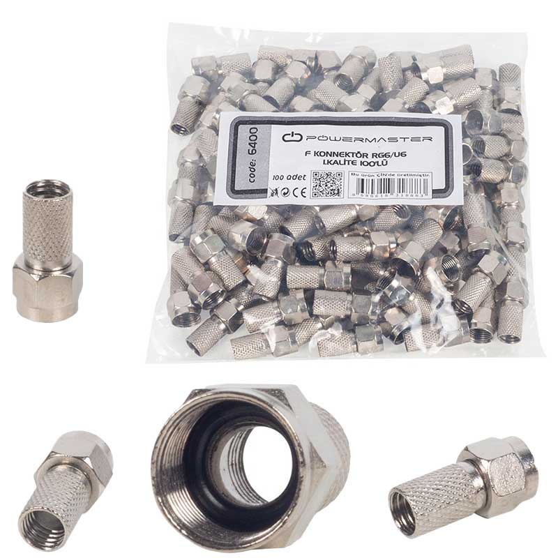 F KONNEKTÖR RG6/U6 22MM SİYAH CONTALI 1.KALİTE 100LÜ --- POŞET --- (6500 MUADİL) (4707) F KONNEKTÖR RG6/U6 22MM SİYAH CONTALI 1.KALİTE 100LÜ --- POŞET --- (6500 MUADİL) (4707)