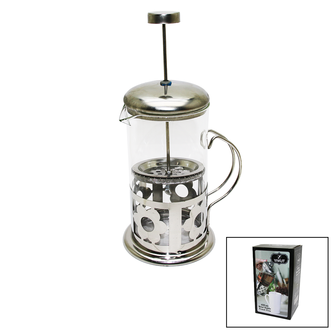 FRENCH PRESS 600ML CAM BİTKİ SÜZGEÇİ METAL KAFES - KAPAK (4707) FRENCH PRESS 600ML CAM BİTKİ SÜZGEÇİ METAL KAFES - KAPAK (4707)