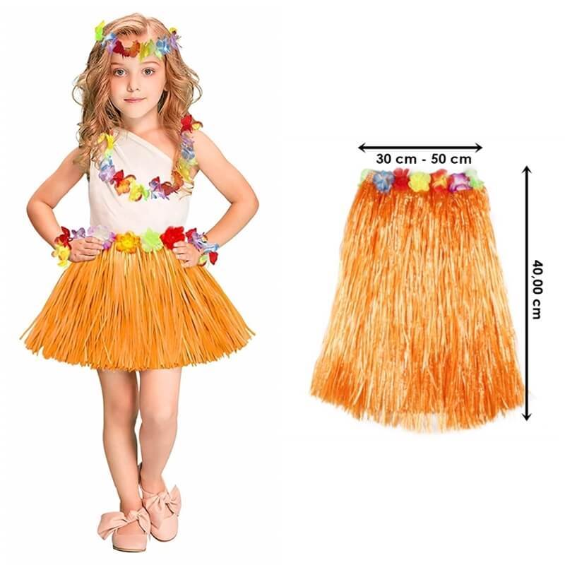 Hawaii Hula Eteği Turuncu Renk 40 cm (4707) Hawaii Hula Eteği Turuncu Renk 40 cm (4707)