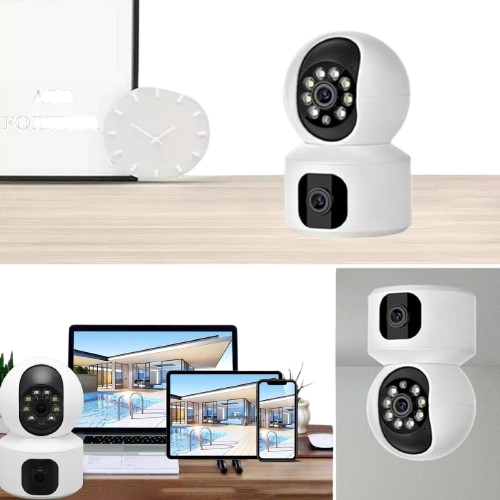 Kamera WiFi Bağlantılı Çift Kameralı Geniş Açılı Gece Görüşlü Ev Tipi Güvenlik Kamerası Kamera WiFi Bağlantılı Çift Kameralı Geniş Açılı Gece Görüşlü Ev Tipi Güvenlik Kamerası