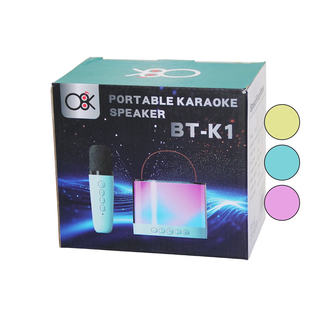 KARAOKE MİKROFONLU WİRELESS HOPARLÖR - SPEAKER IŞIKLI USB ŞARJLI 10W DC5V- TF- AUX BT-K1 (4707) KARAOKE MİKROFONLU WİRELESS HOPARLÖR - SPEAKER IŞIKLI USB ŞARJLI 10W DC5V- TF- AUX BT-K1 (4707)