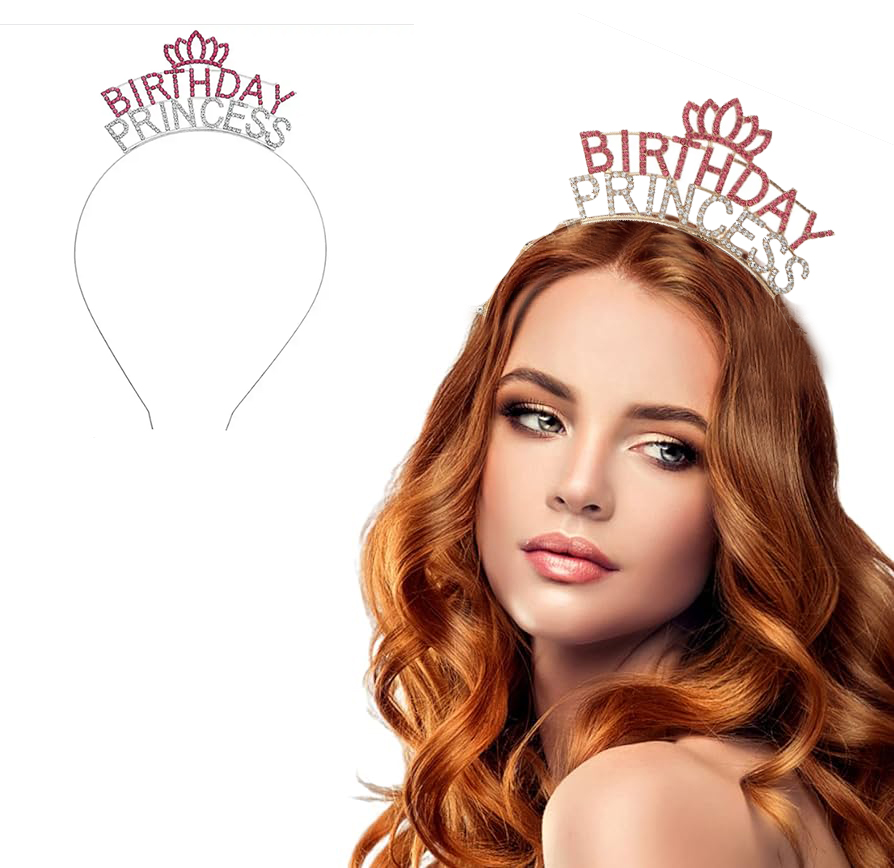 Kristal Taşlı Pembe Birthday Princess Yazılı Parti Tacı 19x11 cm (4707) Kristal Taşlı Pembe Birthday Princess Yazılı Parti Tacı 19x11 cm (4707)