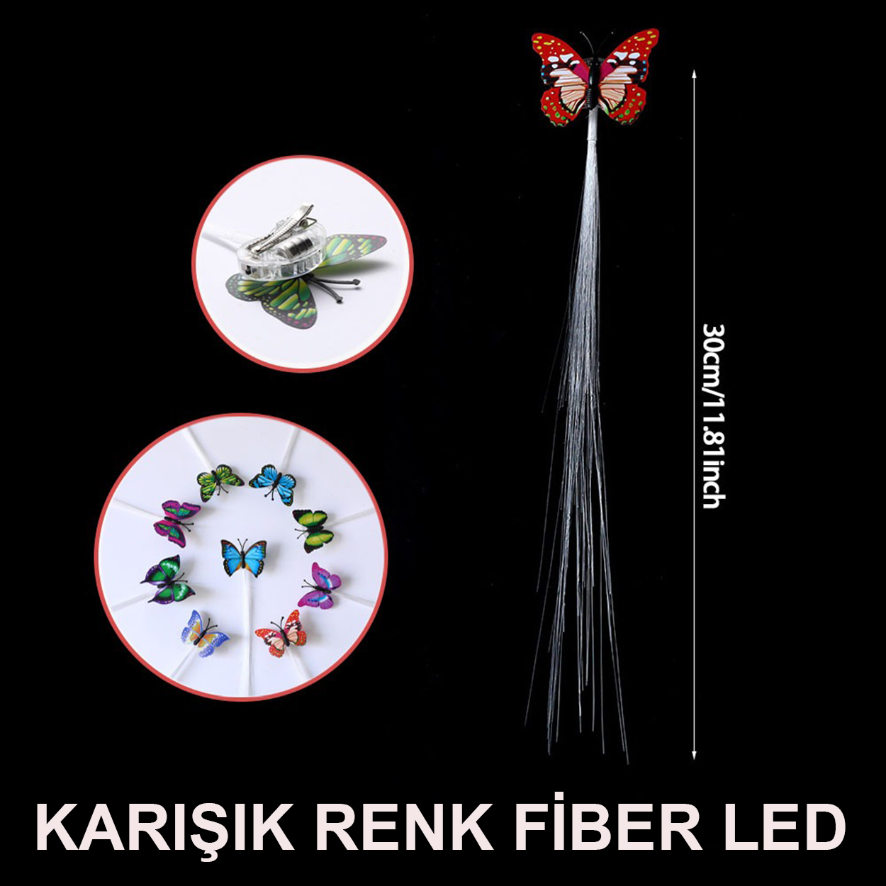 Led Fiber Optik Işıklı Kelebek Saç Klipsi 1 Adet (4707) Led Fiber Optik Işıklı Kelebek Saç Klipsi 1 Adet (4707)