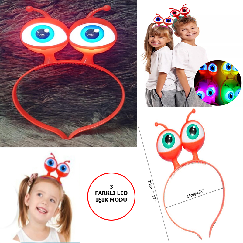 Led Işıklı & Pilli 3 Farklı Modda Yanan Uzaylı Göz Parti Tacı Kırmızı Renk 18x12 cm (4707) Led Işıklı & Pilli 3 Farklı Modda Yanan Uzaylı Göz Parti Tacı Kırmızı Renk 18x12 cm (4707)
