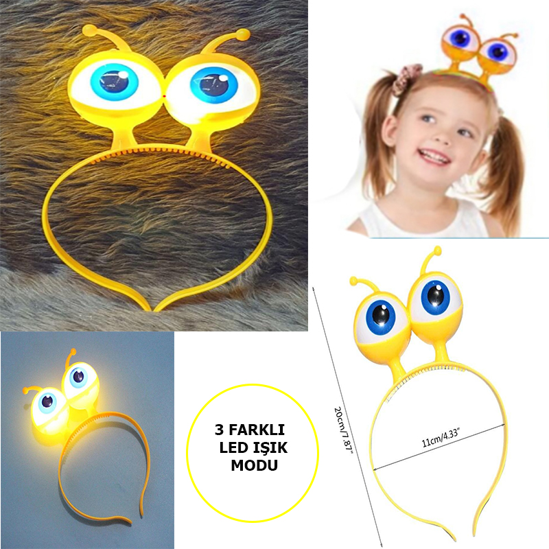 Led Işıklı & Pilli 3 Farklı Modda Yanan Uzaylı Göz Parti Tacı Sarı Renk 18x12 cm (4707) Led Işıklı & Pilli 3 Farklı Modda Yanan Uzaylı Göz Parti Tacı Sarı Renk 18x12 cm (4707)