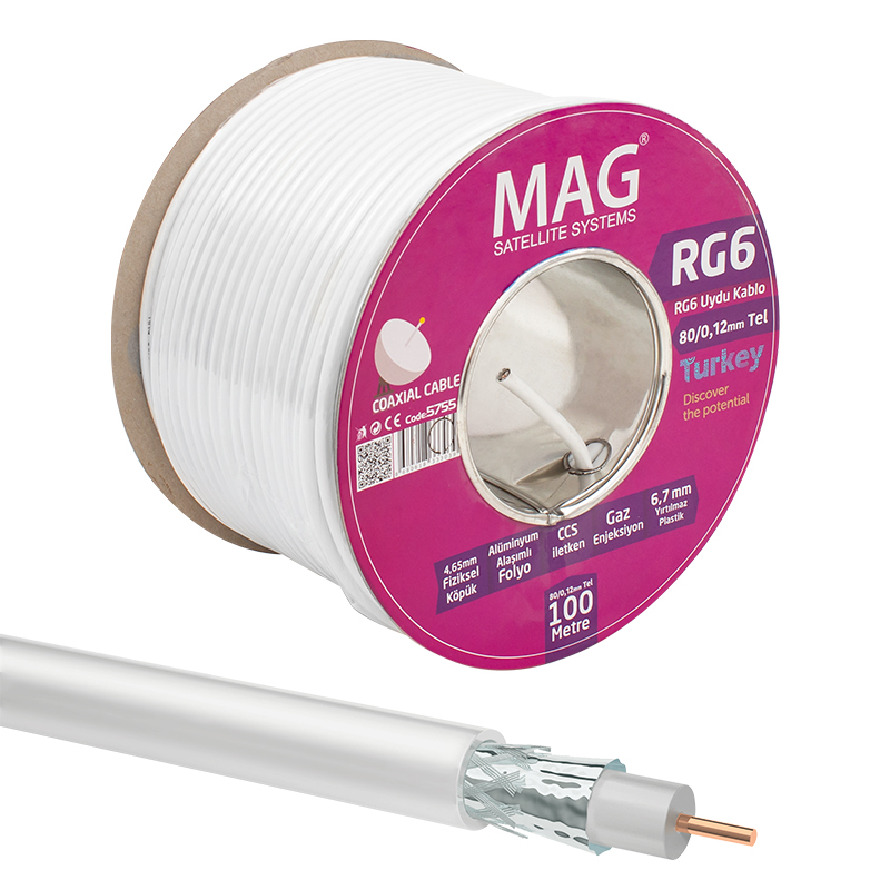 MAG RG6/U6 1.02 MM 80 TELLİ CCS MAKARALI ANTEN KABLOSU YERLİ ÜRETİM (100 METRE) (4707) MAG RG6/U6 1.02 MM 80 TELLİ CCS MAKARALI ANTEN KABLOSU YERLİ ÜRETİM (100 METRE) (4707)