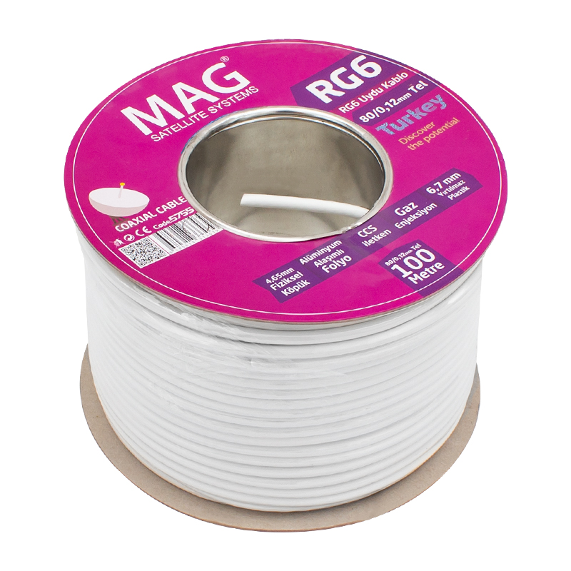 MAG RG6/U6 1.02 MM 80 TELLİ CCS MAKARALI ANTEN KABLOSU YERLİ ÜRETİM (100 METRE) (4707) MAG RG6/U6 1.02 MM 80 TELLİ CCS MAKARALI ANTEN KABLOSU YERLİ ÜRETİM (100 METRE) (4707)