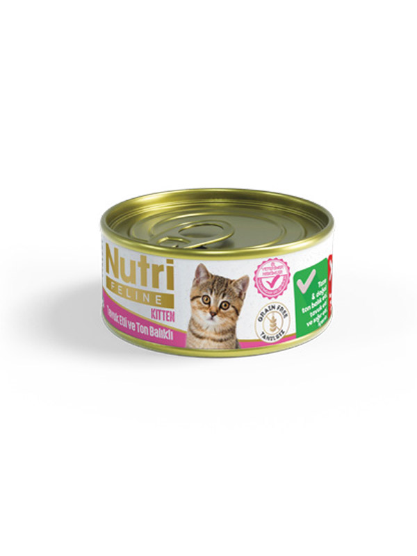 Nutri Feline 85Gr Yavru Tavuk Etli Ton Balıklı Tahılsız 24Adet Kitten Yaş Kedi Maması Nutri Feline 85Gr Yavru Tavuk Etli Ton Balıklı Tahılsız 24Adet Kitten Yaş Kedi Maması