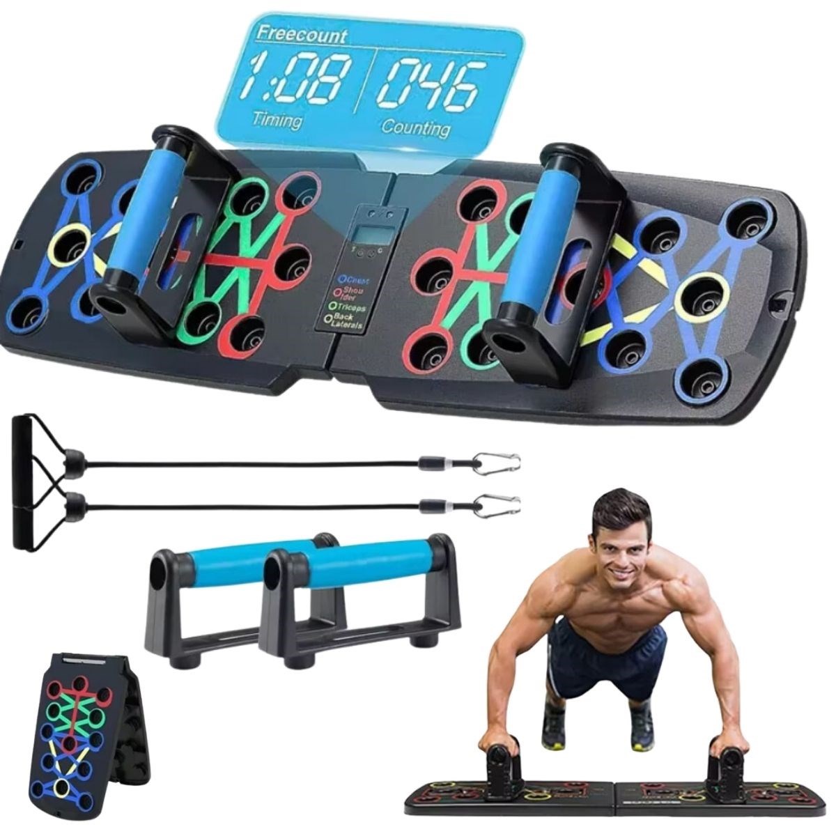 Otomatik Sayımlı Katlanabilir İpli Şınav Fitness Tahtası (4707) Otomatik Sayımlı Katlanabilir İpli Şınav Fitness Tahtası (4707)