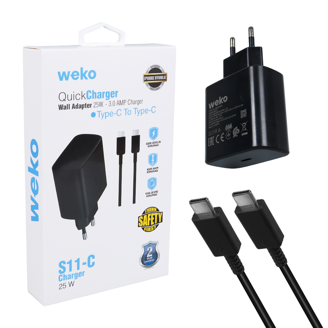 S11-C 25 WATT SİYAH ŞARJ BAŞLIK ADAPTÖRÜ + TYPE-C TO TYPE-C KABLO (4707) S11-C 25 WATT SİYAH ŞARJ BAŞLIK ADAPTÖRÜ + TYPE-C TO TYPE-C KABLO (4707)