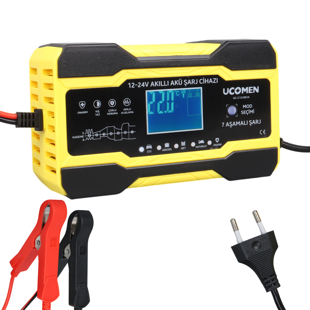 SARI 12/24 VOLT 10 AMPER LED GÖSTERGELİ AKÜ ŞARJ CİHAZI UC-C121001A (4707) SARI 12/24 VOLT 10 AMPER LED GÖSTERGELİ AKÜ ŞARJ CİHAZI UC-C121001A (4707)