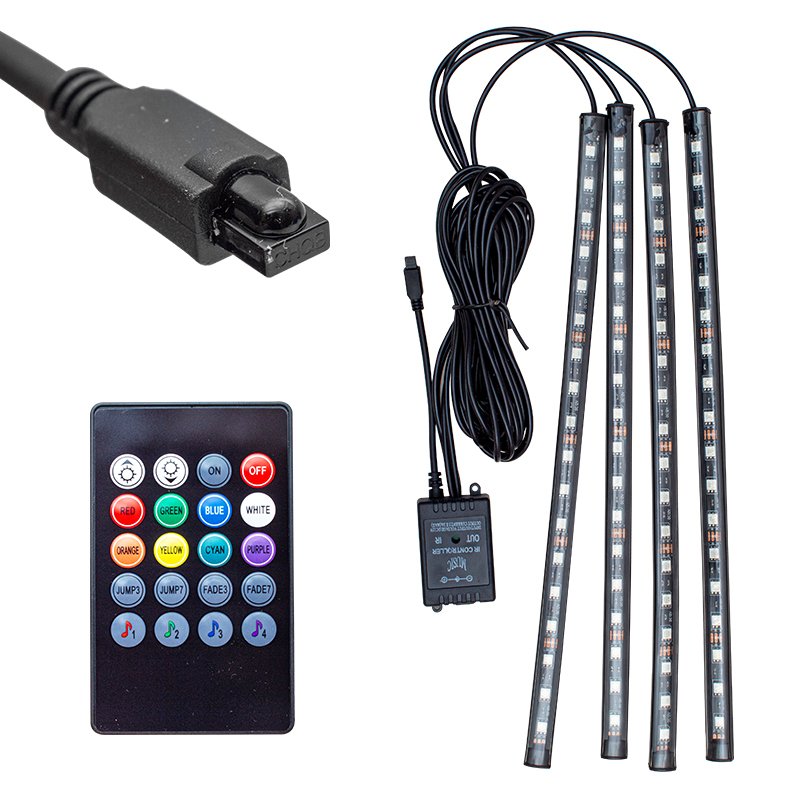 SESE DUYARLI ARAÇ İÇİ KUMANDALI RGB LED ANİMASYON KİT (4707) SESE DUYARLI ARAÇ İÇİ KUMANDALI RGB LED ANİMASYON KİT (4707)